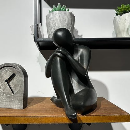 Guichifun Thinker Statue Abstract Sculpture Decorative Objects Black 8 in