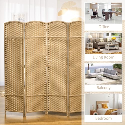 HOMCOM Room Divider 6 Panel Folding Privacy Screen 5.6' Tall Nature Wood | Freestanding Partition, Home Office, Bedroom - color: Natural, size: 6 Panel