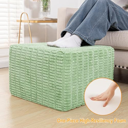 Asuprui Square Pouf Ottoman, Foot Rest for Couch Sofa,Sage Green, 20x14 in | Footstool Ottoman,Stuffed Pouf Ottoman,All-One Foam Filler, Footrest,Beanbag Chair,Floor Pouf for Living Room Wedding Bedroom - color: Sage Green