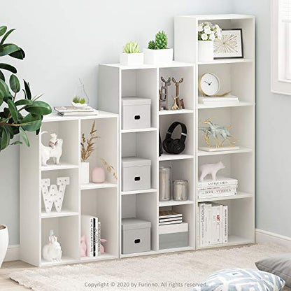 Furinno LUDER Book Shelf, 5-Cube Bookshelf, Reversible Bookcase, 9.4 x 19.5 x 31.5, Easy Assembly, for Living Room, Bedroom, Home Office, White - color: White, size: 5-Cube