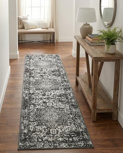 Rugs.com - Arlington Rug – 8 Ft Runner Dark Gray Coastal Runner Rug for Hallways and Kitchens - color: Dark Gray, size: 2' x 8' (Runner)
