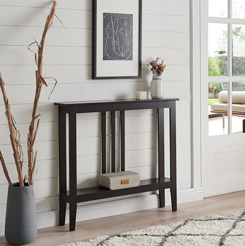 Kings Brand Narrow Console Table with Storage Shelf for Entryway, Espresso | Slim Sofa Table for Hallway, Foyer or Living Room with Open Shelf for Décor, Books & Everyday Essentials - color: Espresso