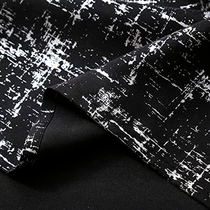 Taisier Home Silver Foil Print Linen Textured Curtains Geometric Dots Pattern Design Curtains for Nursery Toy Room Thermal Insulated Window Treatment 2 Panels 54" L,Black and Silver Drapes Print - color: Black/Silver, size: 52"W x 54"L (Pack of 2)