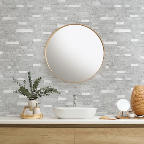 StyloVue 20 Sheets Peel and Stick Backsplash for Kitchen, Slate Gray with Metal Silver Look Stick on Tile Upgrade Your Kitchen Backsplash, RV, Fireplace - color: Slate Gray With Metal Silver