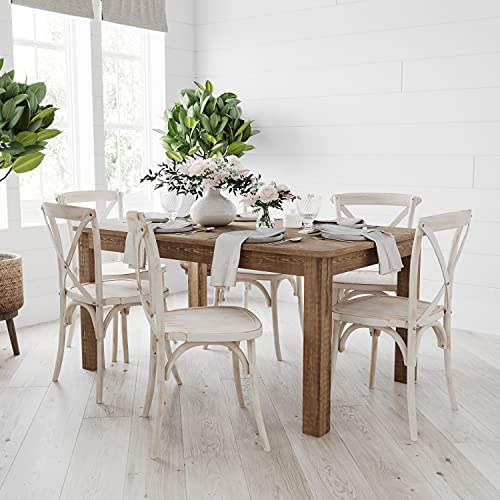 Merrick Lane Jessamine 60" x 38" Rectangular Rustic Solid Pine Farm Dining Table, Antique Farmhouse Wooden Dining Table for Kitchens and Parties, Antique Rustic - color: Antique Rustic, size: 60" x 38"