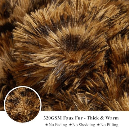 XeGe Cheetah Print Fluffy Faux Fur Duvet Cover Set, Twin, Leopard Brown | 2 Pieces Shaggy Farmhouse Fuzzy Bedding Set(1 Faux Fur Leopard Print Comforter Cover + 1 Furry Pillowcase), Zipper Closure - color: Cheetah Print Brown, size: Twin