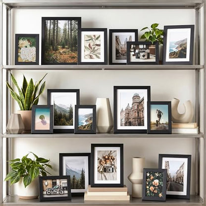 3.5x5 Picture Frame, Wall Mount or Tabletop Photo Frames with Engineered Wood, Black 4 Pack - color: Black, size: 3.5x5-4PK