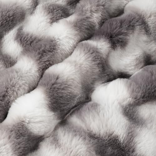 Faux Fur Throw Blanket, Ultra Soft Fuzzy Plush Bubble Blanket for Couch, Bed & Living Room, 60"x80", Tie-dye Grey - color: Tie-dye Grey, size: 60" x 80"