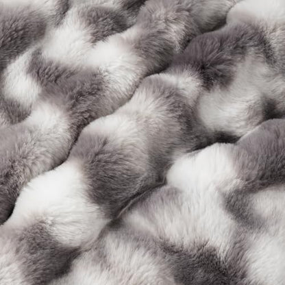 Faux Fur Throw Blanket, Ultra Soft Fuzzy Plush Bubble Blanket for Couch, Bed & Living Room, 60"x80", Tie-dye Grey - color: Tie-dye Grey, size: 60" x 80"