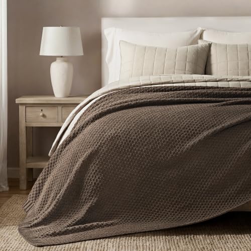 EVERGRACEHOME Chunky Chenille Knit Throw Blanket, 90 x 90, Cocoa Brown | Sculpted Moss Stitch, Chic Modern Farmhouse, All-Season Warmth, OEKO-TEX® Certified, Oversized Queen for Couch, Bed, Sofa - color: Cocoa Brown, size: 90" X 90"