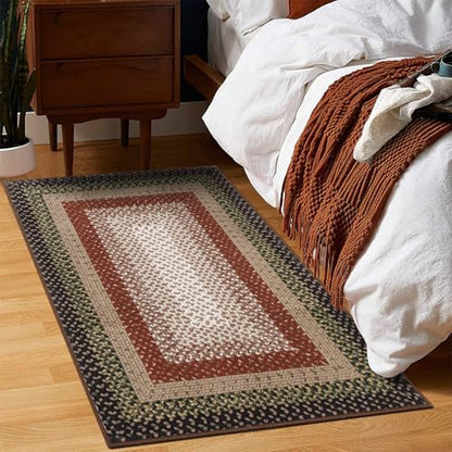 Entryway Area Rug 2x3 Small Machine Washable Bedroom Rug Non Slip | Bathroom Mat Stain Resistant Kitchen Farmhouse Carpet Modern Rustic Area Rugs for Living Room Dining Room, Crimson/Earthy - color: Crimson/Earthy, size: 2' x 3' (Rectangular)