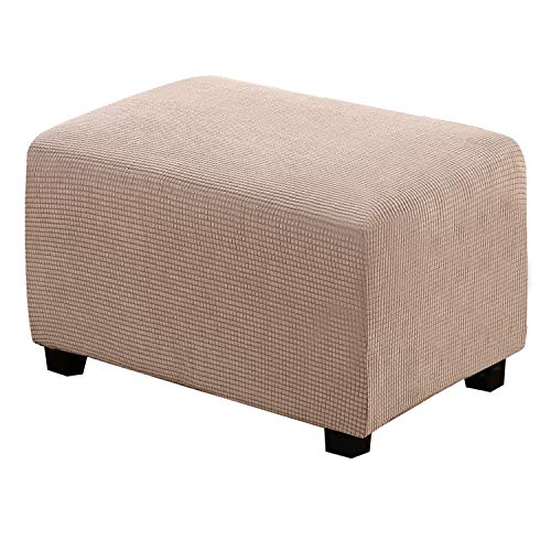 H.VERSAILTEX Ottoman Cover Slipcover Rectangle Fit Length 29"-34" Footrest Sofa Slipcovers Stool Cover Footstool Protector Covers Feature Stretch Thick Soft Jacquard Fabric Removable Washable - Sand - color: Sand, size: Rectangle-Large