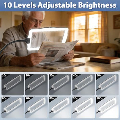 Magnifying Glass w/Light for Seniors Elderly Reading Full Page Diamond Painting, Magnifier w/Dimmable LED Desktop Lamp, Hands Free Magnifier for Crafts Arts Sewing Close Work