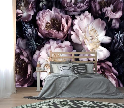 XMPMBM-Purple Peony Floral Fabric Wallpaper Living Room Bedroom Bathroom wall Mural-W 88" X H 59"（36 Square Foot） - color: X35, size: 88"x59"