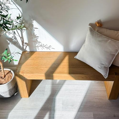 Maven Lane Zeno Bench, Natural Solid Wood | Handcrafted Solid Wood Bench, Ideal for the Living Room, Entryway, Foot of the Bed, or Extra Dining Table Seating - color: Weathered Natural