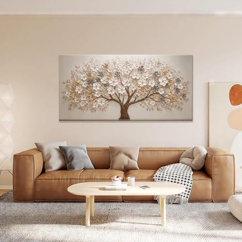 Tsomzxng Nature Tree Of Life Wall Artprints Canvas Art Wall Decor For Living Room Botanical Prints Pictures For Bedroom Family Hallway Minimalist Household Aesthetic Home Wall Decorations 24"×48" - color: LAI-12C, size: 48"L x 24"W