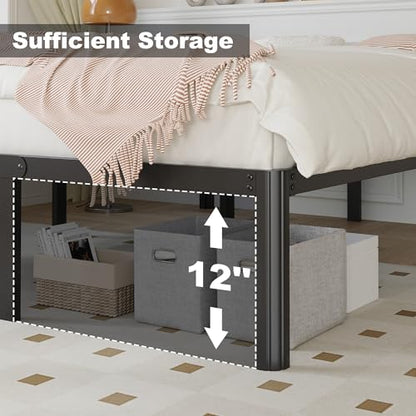 Yicensen 14 Inch Full Bed Frame No Box Spring Needed Heavy Duty Full Size Platform Bed Frame with Rounded Corner Legs, Easy Assembly, Noise Free, Black. - size: Full, style: 14 Inch