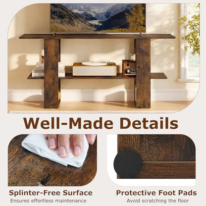 GIANTEX Modern TV Stand for 55 Inch TV, Entertainment Center with Open Storage Shelf, Wood Media Console Table for Living Room Bedroom Entryway, Rustic Brown - color: Rustic Brown
