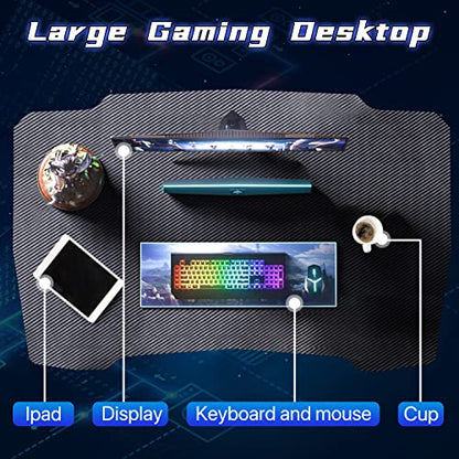Dkelincs 35 inch Gaming Desk Z-Shaped Computer Desk PC Computer Table Home Office Desk Ergonomic Gamer Workstation with Headphone Hook, Red - color: Red, size: 35 Inch