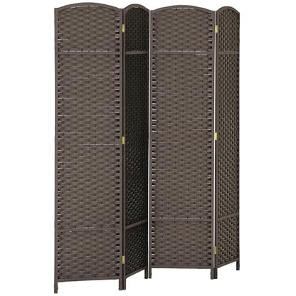 HOMCOM Room Divider 4 Panel Folding Privacy Screen 5.6' Tall White | Freestanding Partition, Home Office, Bedroom - color: Brown, size: 4 Panel