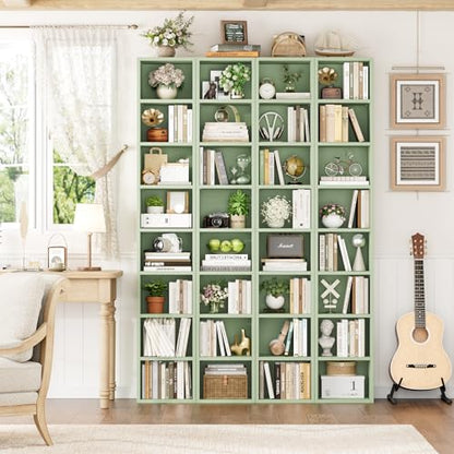 FOTOSOK 2 Pcs 71'' Tall Narrow Bookshelf, 8-Tier Media Tower Rack Set of 2 | CD DVD Storage Cabinet with Adjustable Shelves, Tall Narrow Bookcase Skinny Display Bookshelf Slim Shelf, Green - color: Green