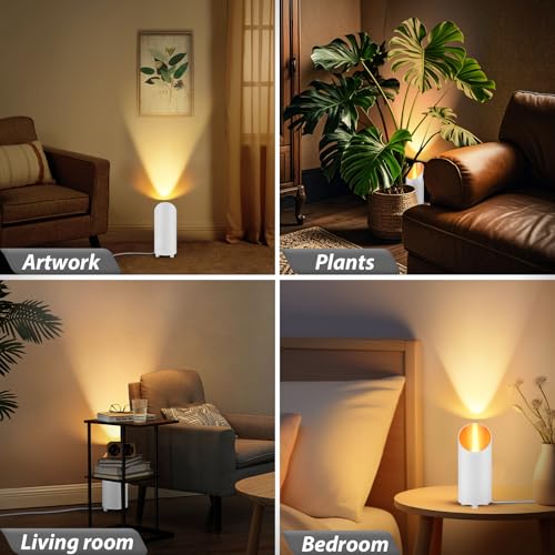 Uplighting Indoor, 7W Floor Can Lights with 2700K LED GU10 Bulbs | IP44 Waterproof Uplights Spotlight for Dark Corner Sofa House Plant Wall Artwork Indoor, 6.5FT Plug Cord & Foot Switch - color: White 1 Pack