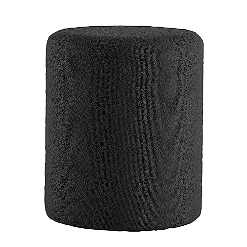 Modern Round Ottoman with Soft Padded Seat, Multifunctional Vanity Stool for Makeup, Upholstered Footrest Stool Ottoman Foot Stool for Living Room, Bedroom - color: Black
