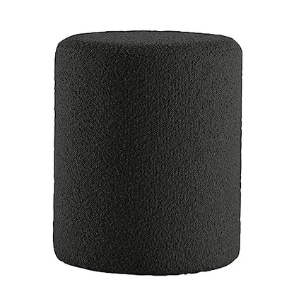 Modern Round Ottoman with Soft Padded Seat, Multifunctional Vanity Stool for Makeup, Upholstered Footrest Stool Ottoman Foot Stool for Living Room, Bedroom - color: Black