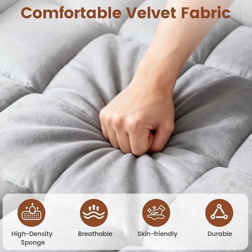 Sleeper Chair with USB Port, 3 In1 Pull Out Sofa Bed, Gray | Adjustable Backrest,Soft Cushioning,Handy Side Pocket,Cup Holders,Phone Holder - color: D-light Gray-kg