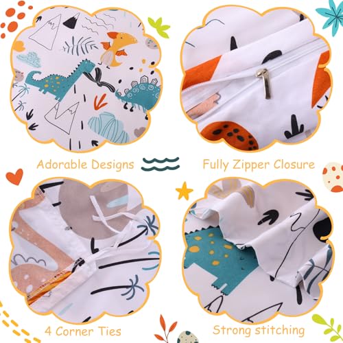 JSD Dinosaur Kids Duvet Cover Set Queen Size | 3 Piece Soft Printed Microfiber Duvet Cover with Pillow Shams Zipper Closure, Comforter Not Included, Oeko-Tex Certified - color: Dinosaur, size: Queen