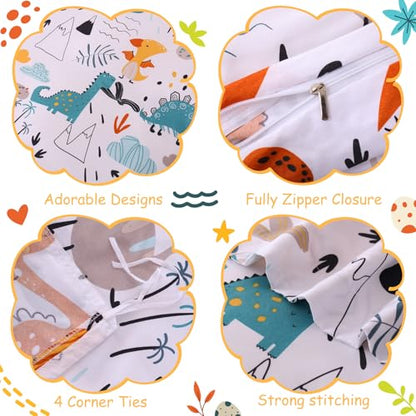 JSD Dinosaur Kids Duvet Cover Set Queen Size | 3 Piece Soft Printed Microfiber Duvet Cover with Pillow Shams Zipper Closure, Comforter Not Included, Oeko-Tex Certified - color: Dinosaur, size: Queen