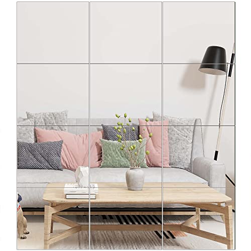 Home Gym Mirror Tiles, 14" x 12" x 12PCS Wall Mirror Tiles Frameless Glass | Workout Mirror Tiles for Garage, Bedroom, Living Room, Over The Door, Frameless Mirror Sets - size: 14"x12"-12pcs