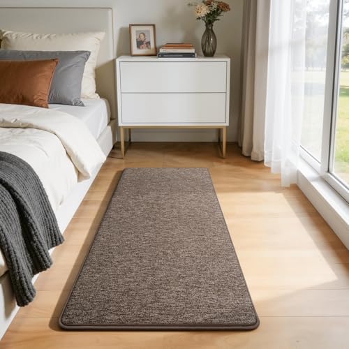 Modern Hallway Runner Rug, 2x4 Brown Washable Non Slip Runner Rug | Thickened Memory Foam, Low Pile, Solid Minimalist Soft Indoor Carpet for Bedroom Bedside Entrance Room Decor - color: Brown, size: 2' x 4' (Runner)