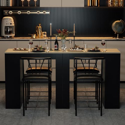 VECELO Small Bar Table and Chairs Tall Kitchen Breakfast Nook with Stools/Dining Set for 2, Storage Shelves, Space-Saving, Gray - color: Grey