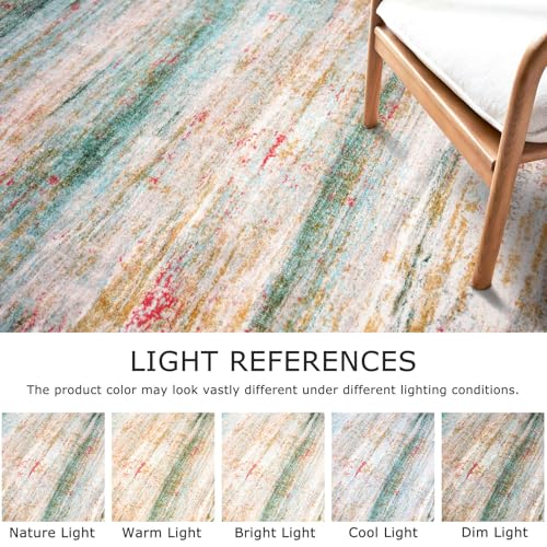 KOZYFLY Modern Abstract Hallway Runner Rug, 2x8 Washable Rug Runner Non-Slip Soft Kitchen Runner Rugs, Print Green Carpet Runner for Entryway Bathroom Laundry Room Foyer - color: Green/Turquoise, size: 2' x 8' (Runner)