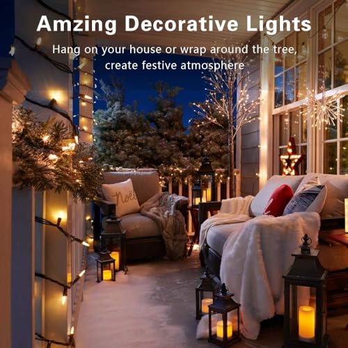 ODEETRONIC Steady & Blink Clear Lights, 21.63ft 100 Count Incandescent Christmas Lights, UL Certified Connectable Tree Light Warm White, 2 Mode Mini Light for Indoor Outdoor Xmas Party, Brown Wire | Steady & blink; Waterproof; UL certified connectable plu