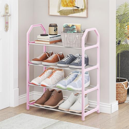 Space-Saving Metal Shoe Rack for Entryway, Vertical Shoe Storage Cabinet with Sturdy Construction for Apartment Closet, Quick Assembly, Black(White) - color: White