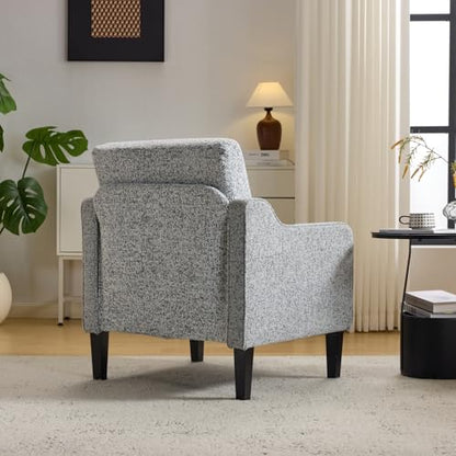 VINGLI Upholstered Chenille Accent Chair for Living Room, Bedroom, Mid-Century Modern Arm Chair Comfy Reading Chair with Scooped Arms (1, Light Gray) - color: Light Gray