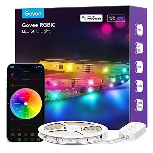 Govee 32.8ft RGBIC LED Strip Lights, Work with Alexa and Google Assistant | LED Lights for Bedroom, WiFi App Control Segmented DIY Multiple Colors, Color Changing Light for Home Room, Kitchen, Desk - size: 32.8ft