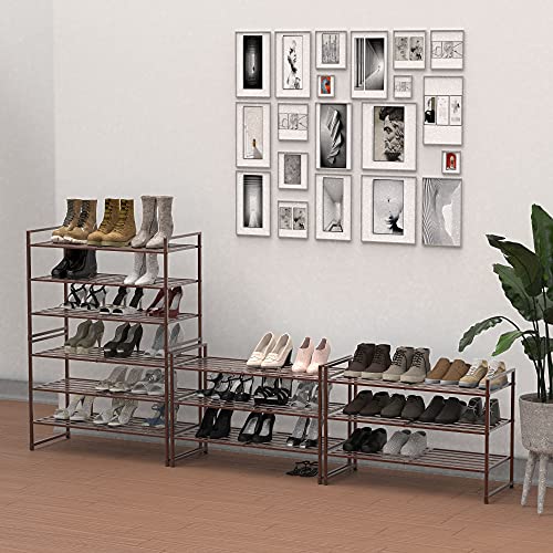 Simple Houseware 3-Tier Stackable Metal Panel Shoe Rack, Bronze | 9 Pairs of Shoes Storage Organizer for Closet, Entryway, Garage & Corridor - color: Bronze, style: Metal Panel