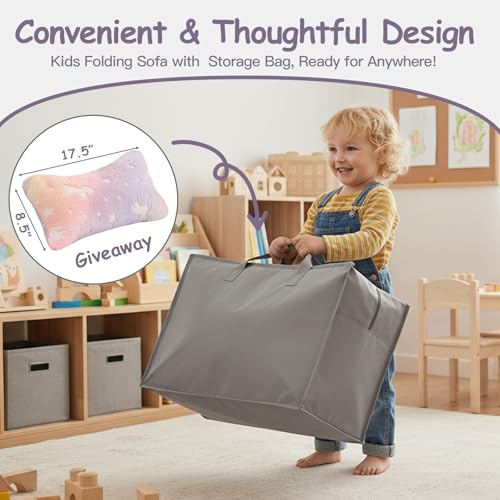 Kids Floor Sofa, Child Fold Up Sofa Couch Convertible Futon Folding Chair with Storage Bag for Kids, Twill Pegasus - color: Twill Pegasus
