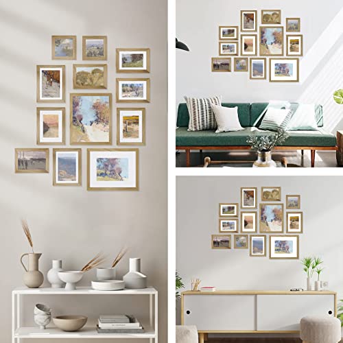 Egofine Picture Frame Set 12 Pack, Gallery Wall Frame Collage with Two 8x10, Four 5x7, Four 4x6, Two 4x4 for Wall and Tabletop, Made of Solid Wood, Covered by Plexiglass, Carbonized Brown - color: Carbonized Brown, size: 4x4+4x6+5x7+8x10