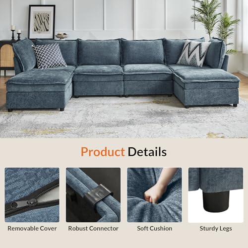HULALA HOME Seat Cushion Cover for Sectional Sofa Couch, Blue（Cushion is not Included） - color: Blue, size: Seat Cushion Cover