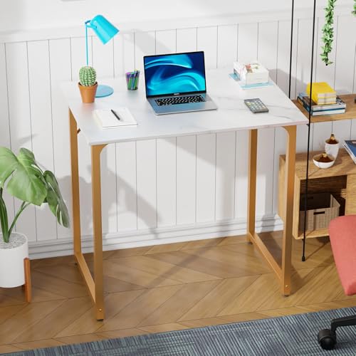 32 Inch Computer Desk, Modern Simple Style Desk for Home Office, Study Student Writing Desk Metal Frame Gaming Desk - color: Brown, size: 32 Inch