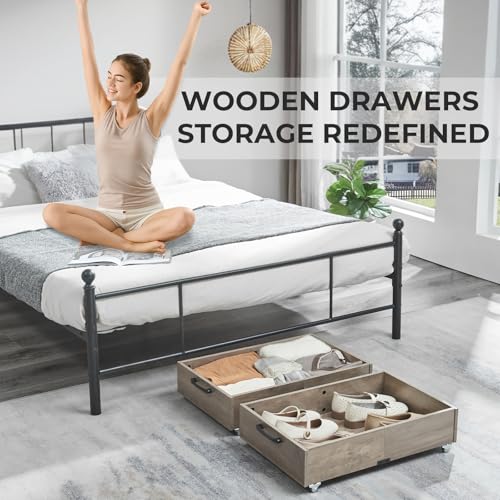 2-Pack Under Bed Storage Drawers with Wheels, Brownish-Gray | 58L total capacity, 80 lb per Drawer, Fits 6 in Bed Clearance, Rolling Drawers for Shoes, Clothes, Linens, Toys - color: Brownish-Gray