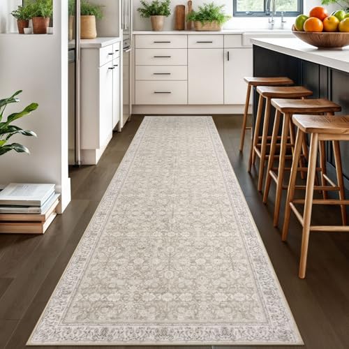 SIILOOM 3x10 Washable Runner Rug, Non Slip Soft Area Rug for Hallway Kitchen - color: Cream/Beige/Yellow/White/Grey, size: 3' x 10' (Runner)