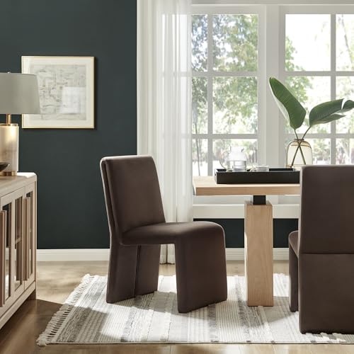 Modway Emory Upholstered Dining Side Chair in Chocolate - Single Armless Slipper Chair - Padded Performance Velvet Accent for Dining Room, Kitchen - color: Chocolate