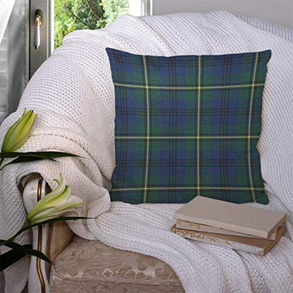 Throw Pillow Covers Yellow Locker by Johnston Clan Tartan Blue Green Plaid Scottish Cotton Linen Decorative Square Pillowcases Cushion Cover 18 X 18 Inch - color: Multi 22
