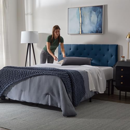 Lucid Mid-Rise Upholstered Headboard - Diamond Tufted - Padded Polyester - Adjustable Height from 34” to 46” - Easy Assembly - Bed Frame or Wall Mount - Sturdy - Cobalt - Queen Size - color: Cobalt, size: Queen