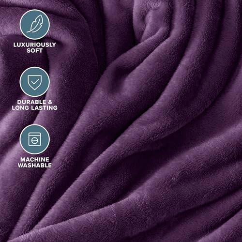 Bare Home Fleece Blanket Luxury Microplush (Full/Queen, Plum) | Ultra-Soft Lightweight Blanket for Bed, Sofa, and Couch, Cozy & Warm Blanket - color: 16 - Plum, size: Full/Queen